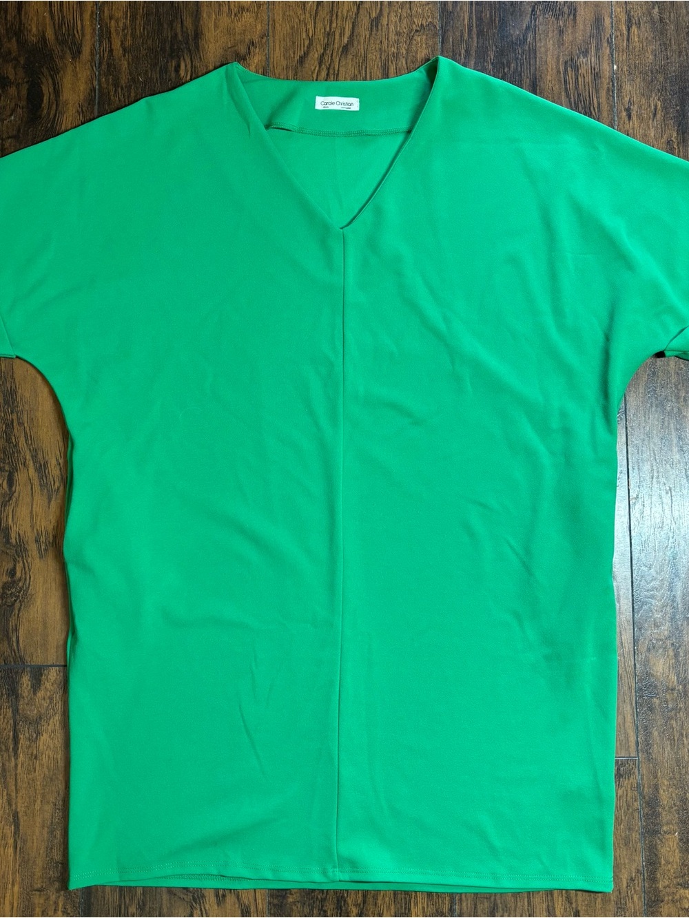 Women’s V-Neck Mini Dress in Bright Green Size Large with Pockets
